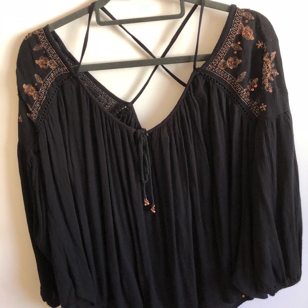 F21 Off the Shoulder Long Sleeve with Gold Detail